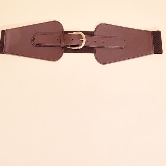 Plus ASHLEY STEWART Brown Faux Leather Stretch Waist Belt 2X - Picture 2 of 4